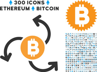 Bitcoin source swirl flat icon with set vector