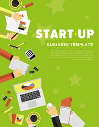 discussion startup at the table view from above vector image