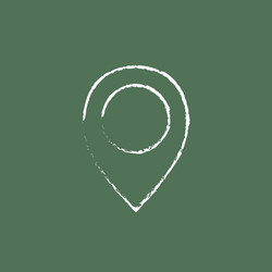 Map pointer icon drawn in chalk vector