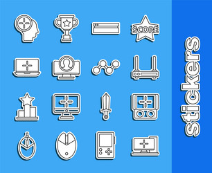 set line computer monitor portable video game vector image