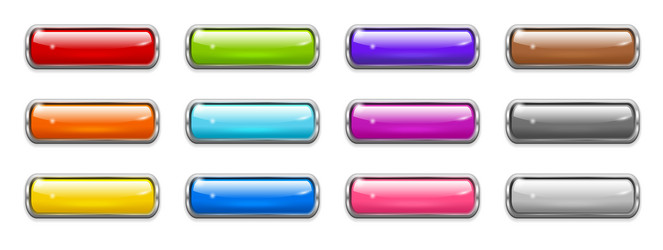 glossy web buttons with metal frame vector image