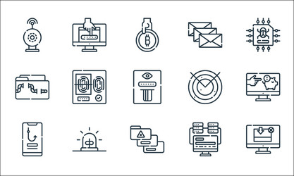 Hacker line icons linear set quality vector