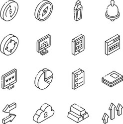 pack statistics and web linear isometric icons vector