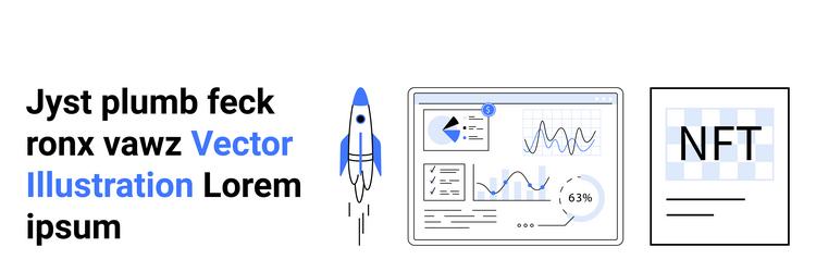 rocket launch data analytics dashboard and nft vector image
