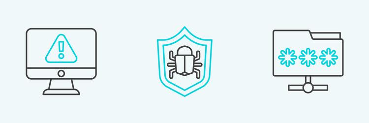 set line folder with password monitor exclamation vector image