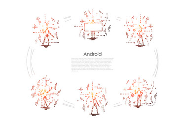 android - robots with scripts vector image