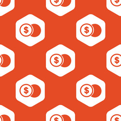 Orange hexagon dollar coin pattern vector