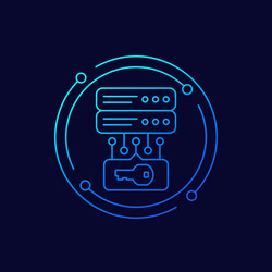 Server and a key access control line icon vector