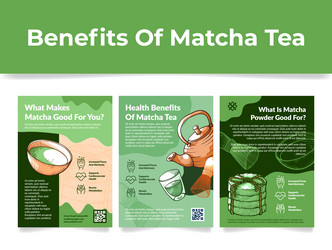 Benefits of matcha tea healthy nutrition vector