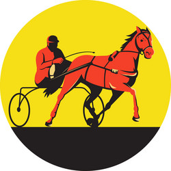 horse and jockey harness racing circle retro Vector Image