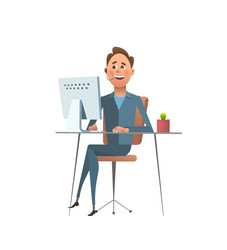 man working at computer vector image