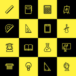 set of 16 editable teach outline icons includes vector image