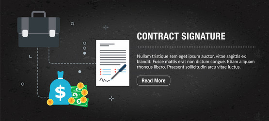 contract signature banner internet with icons vector