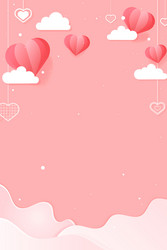 Dangling hearts cloud wave pink background vector