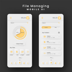 File managing mobile ui kit template layout vector