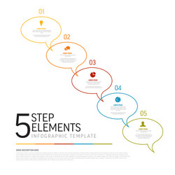 five thin line simple colorful steps in speech vector image