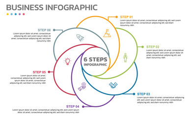 visual data presentation cycle diagram with 6 vector image