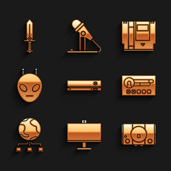 set video game console computer monitor create vector image