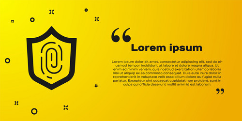 Black fingerprint icon isolated on yellow vector