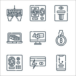 Hacker line icons linear set quality vector