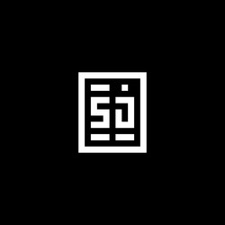 sj initial logo with square rectangular shape vector image