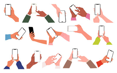 Different people holding using mobile phones set Vector Image