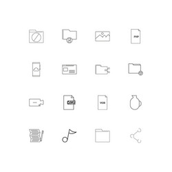 Files and folders sign linear thin icons set vector