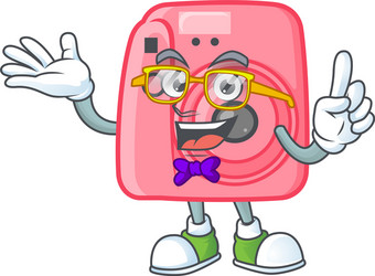 geek character instan camera mascot design vector image