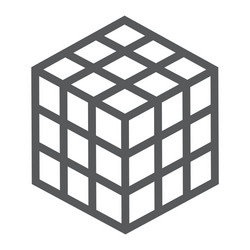 Math cube line icon block and geometric vector