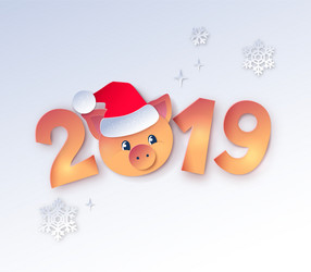 new year numbers with cute piggy Vector Image