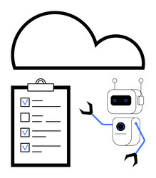 robot managing digital checklists with cloud vector image