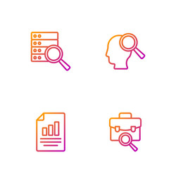 set line work search document with graph chart vector image