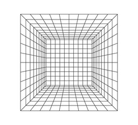 wireframe perspective cube 3d grid room vector image