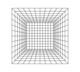 wireframe perspective cube 3d grid room vector