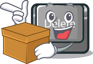 with box cartoon delete button located on keyboard vector image