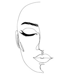 abstract minimalistic linear sketch womans face vector