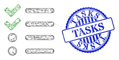 grunge tasks stamp seal and network check list vector image