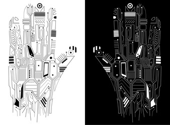 hand computer board set cyberspace and keyboard vector image