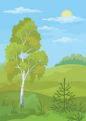 Landscape green summer forest Royalty Free Vector Image