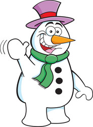 Smiling Snowman Waving vector
