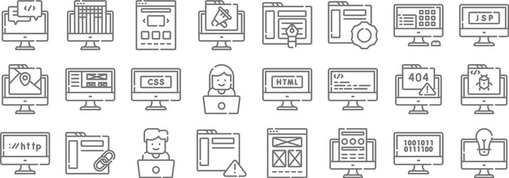 web development line icons linear set quality vector image