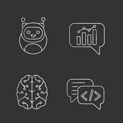 Chatbots chalk icons set vector