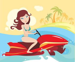 Girl Riding Jet Ski Vector Image