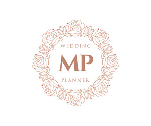 Mp initials letter wedding monogram logos Vector Image
