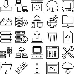 database server and location icons set every ico vector image