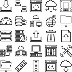 Database server and location icons set every ico vector