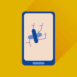 Flat web icon with long shadow mobile broken vector