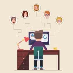 Man Working on Computer vector
