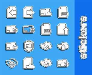set line finance document folder cloud upload vector image
