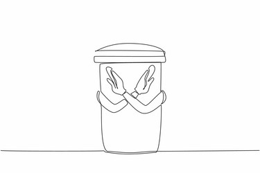 single continuous line drawing trash can that has vector image